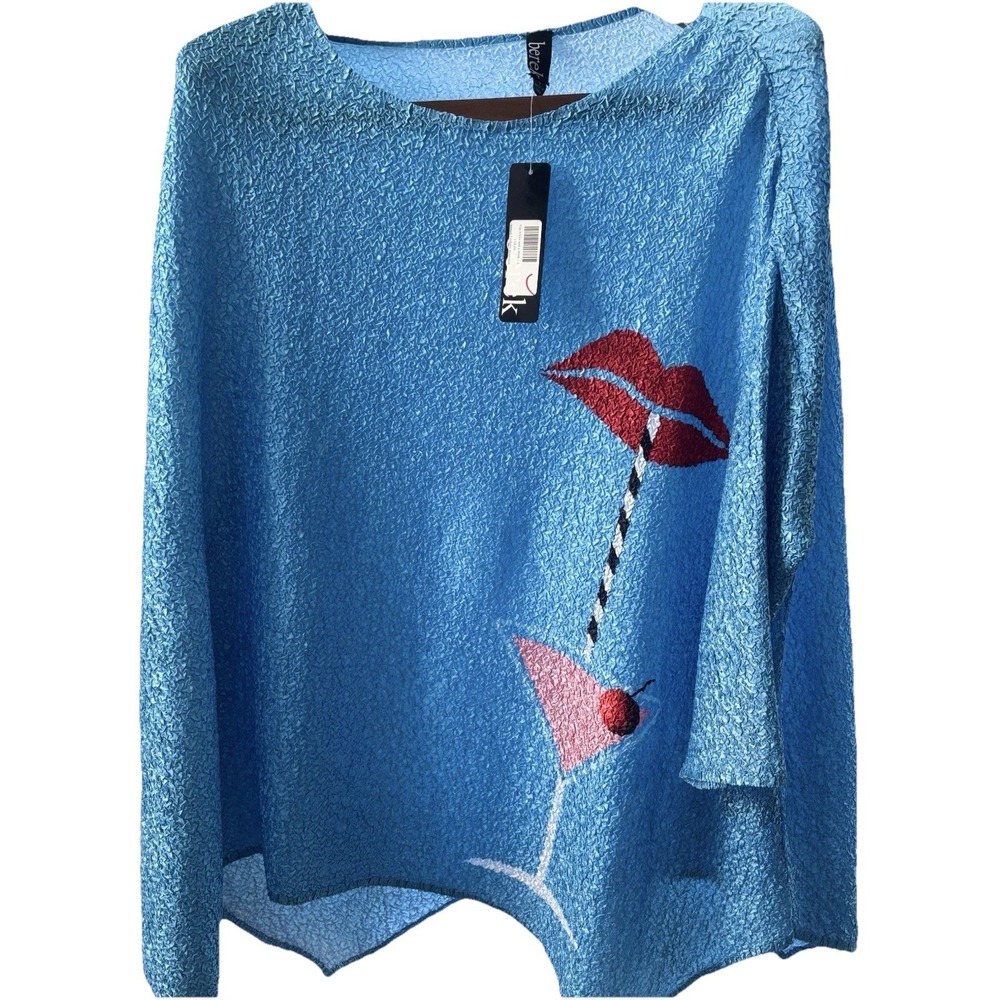 Berek 1X Cocktail And Lips  NWT Asymmetric Crinkle Textured  Tunic Cocktail Hour
